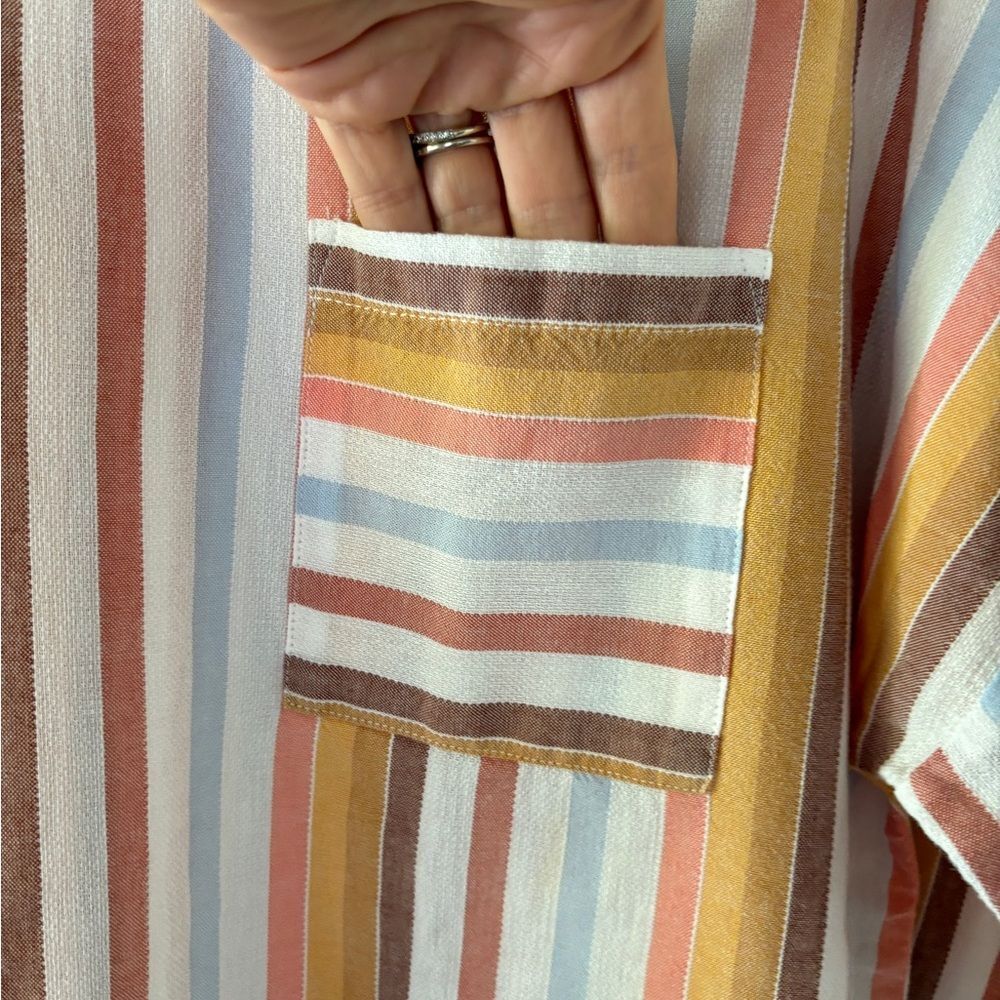 Soft Surroundings ‘Enyo’ Multi Striped Cotton/Tencel Long Sleeve Tunic large - Picture 7 of 13
